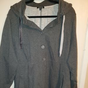 Torrid grey button front babydoll hoodie